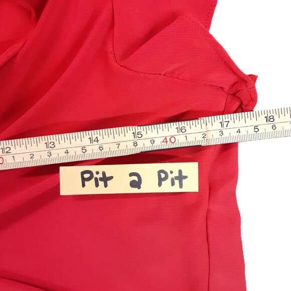 Perceptions Woman's Crop Top Size 14 Red Tie Front Short Sleeve Lightweight - Picture 4 of 7